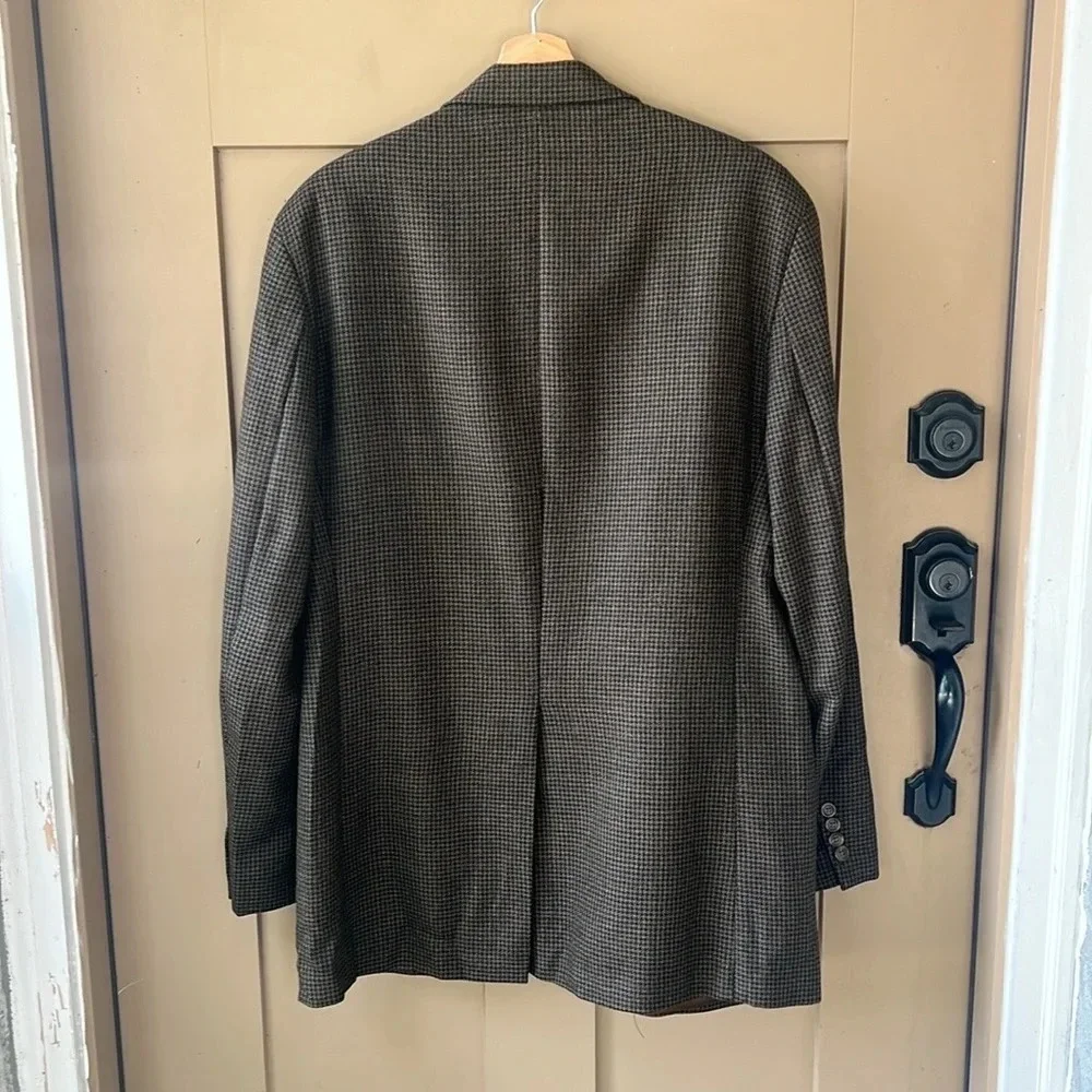 Polo University by Ralph Lauren 100% Wool Gingham Classic Black Brown Blazer 42